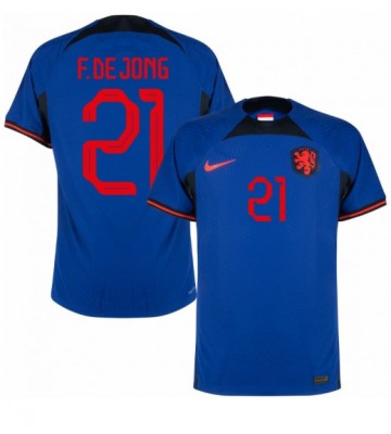 Holland Frenkie de Jong #21 Replika Udebanetrøje VM 2022 Kortærmet